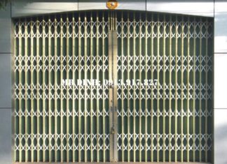 Cửa cổng xếp, cổng xếp trượt sắt kéo