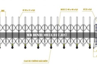 Thông số kỹ thuật cổng xếp điện inox